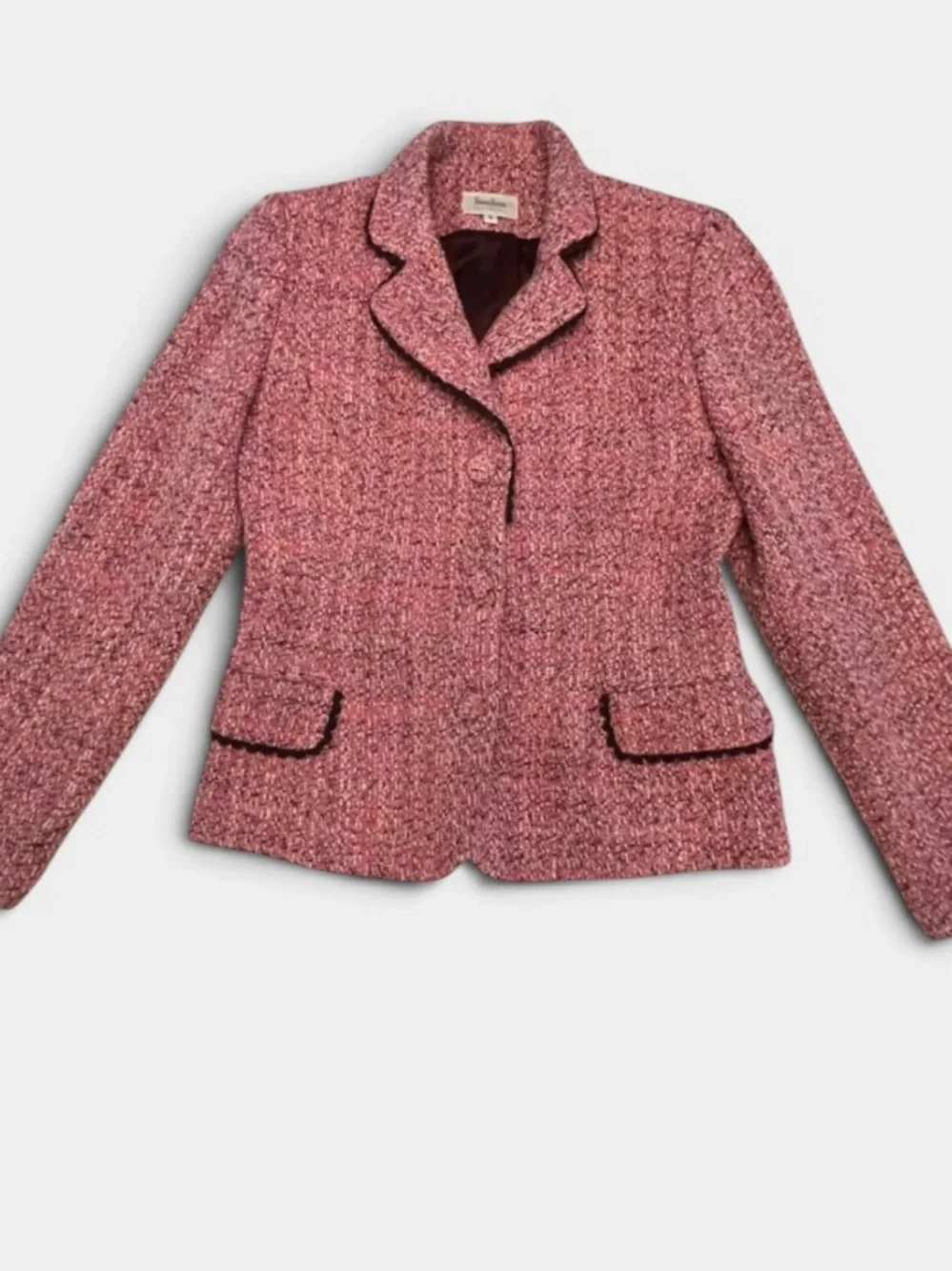 Newman Marcus exclusive pink Wool-Blend Pink Tweed Jacket size 12